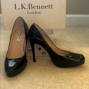 L.K. Bennett sledge pump patent leather black